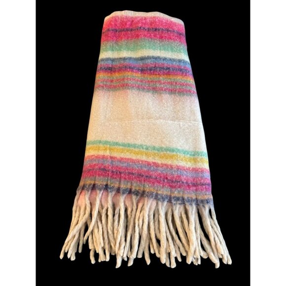 Free People Blanket Fringe Stripe 70” x 50” Ultra Soft Striped Throw $78 NWOT - Picture 3 of 8